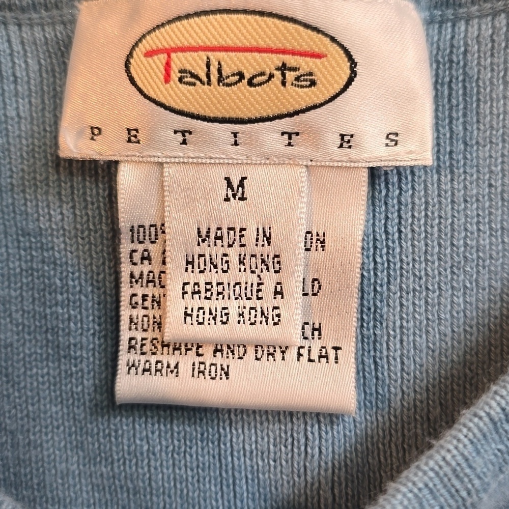 Talbots Petites Long Cardigan and Shirt Baby Blue - Picture 8 of 12